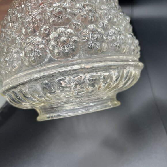 VTG Art Deco Glass Ceiling Light Shades White Flush Mount & Clear Hobnail Dome - Picture 5 of 13